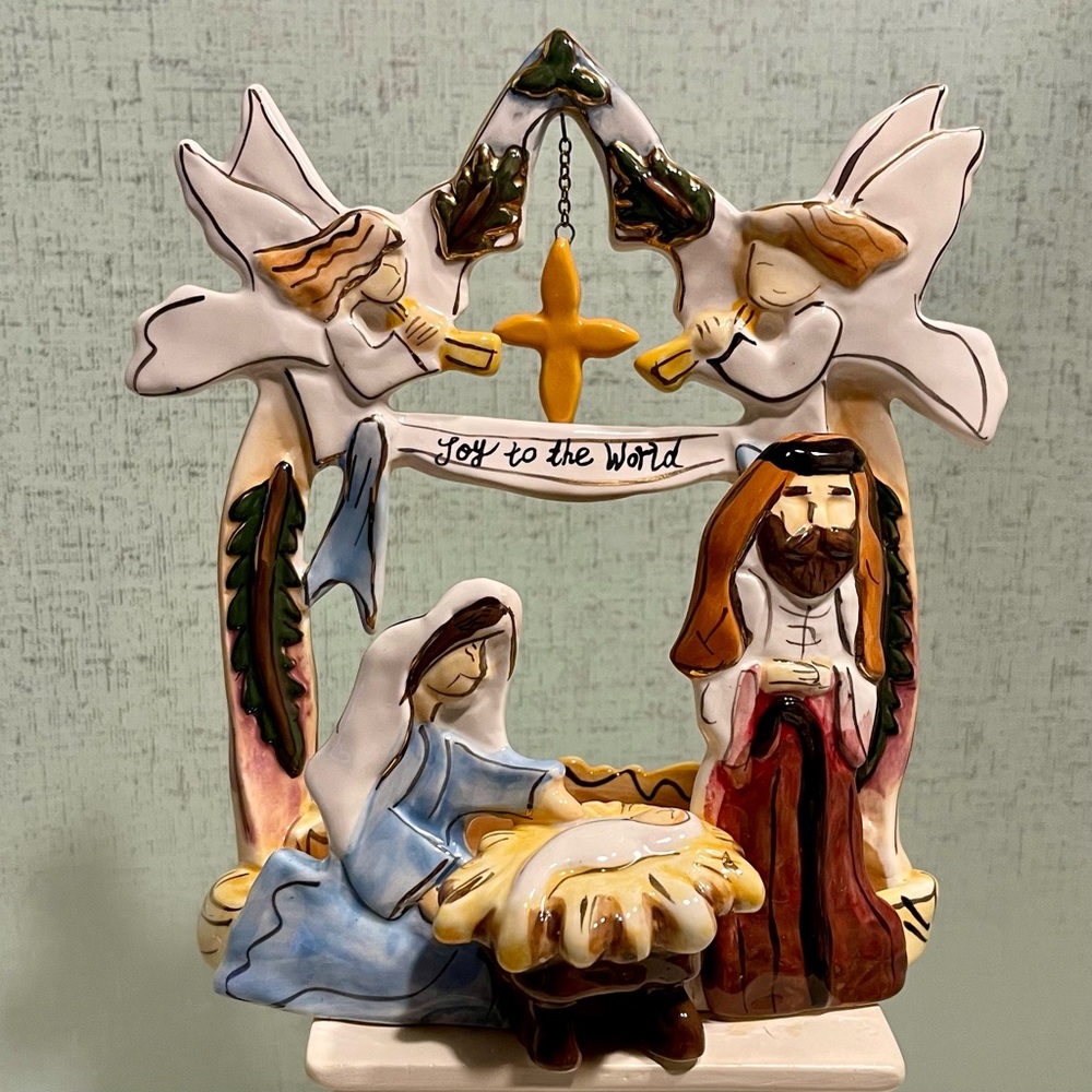 VINTAGE CLAYWORKS BY HEATHER GOLDMINC NATIVITY TEALIGHT HOLDER